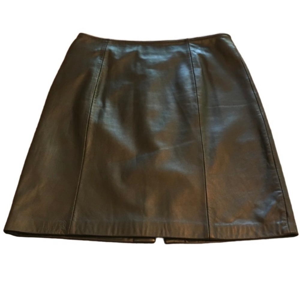 Croft & Barrow Lambskin Leather Skirt Black Hidden Zipper Fitted Lined Size 12